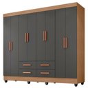 Ver imagem 1 de Guarda Roupa Casal Porto 8 Portas 4 Gavetas Nature Cinza Móveis Leão