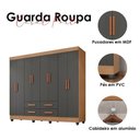 Ver imagem 4 de Guarda Roupa Casal Porto 8 Portas 4 Gavetas Nature Cinza Móveis Leão