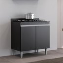 Ver imagem 1 de Balcão Cooktop para Cozinha 2 Portas com Tampo Prateleira em MDP Cor:Preto