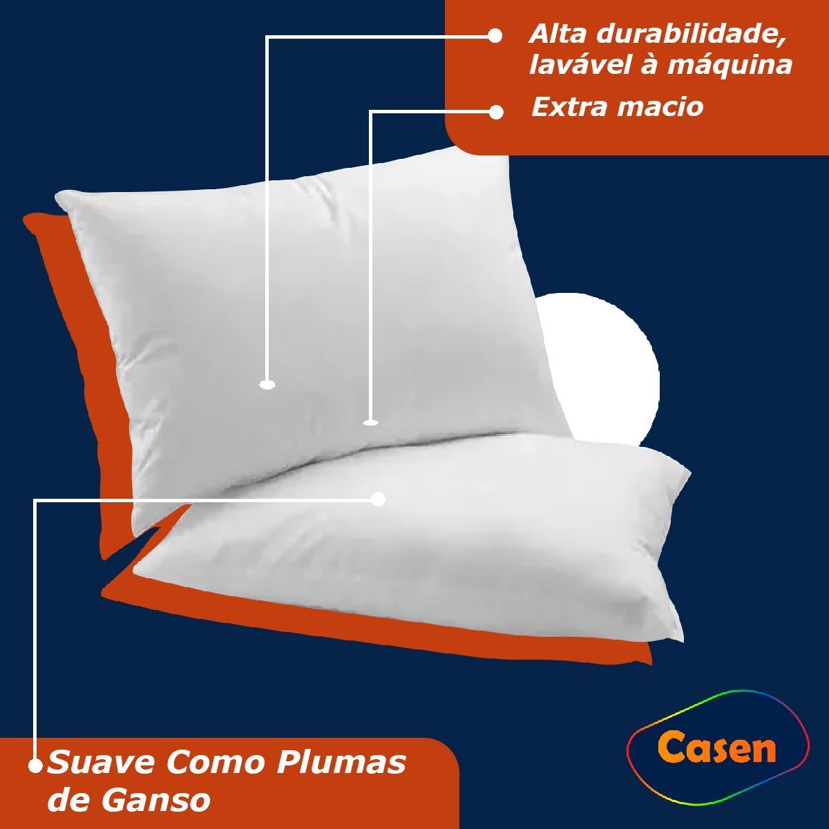 Kit 4 Travesseiros Impermeável Penas de Ganso Casen Pillow - 3