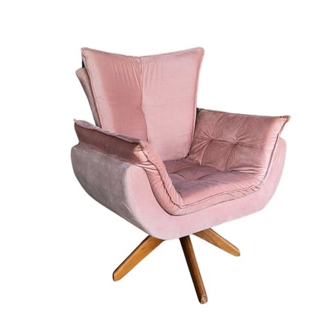 Poltrona Potter Giratória Estofada Madeira Maciça Anatômica: Rose