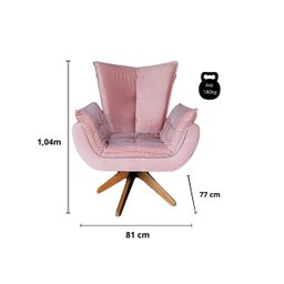 Poltrona Potter Giratória Estofada Madeira Maciça Anatômica: Rose - 4