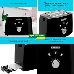 Torradeira Tostador Elétrico de Pão 800w Black+decker - 220v - 7