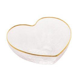 Bowl De Vidro Coração Borda Com Filete Dourado Bon Gourmet - 1