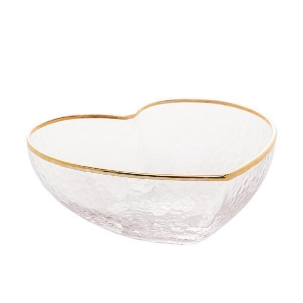 Bowl De Vidro Coração Borda Com Filete Dourado Bon Gourmet - 2
