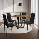 Ver imagem 1 de Conjunto de Jantar Mesa Mônaco Premium 90cm Imbuia com 4 Cadeiras Estofadas Pretas - Cor: Preto