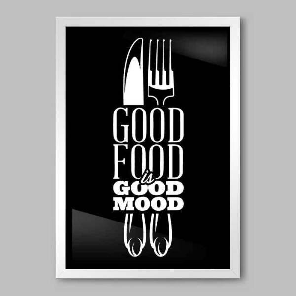 Quadro Cozinha Good Food - 20x30cm - Moldura Caixa Branco - 1