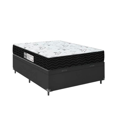 Cama Box Baú Viuvo + Colchão Smart Espuma D33  (128x188x61) Preto