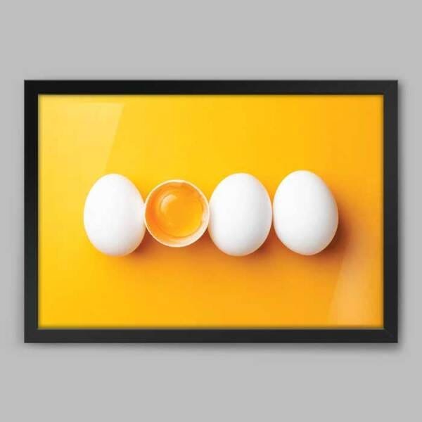 Quadro Cozinha Ovos - 20x30cm - Moldura Padrão Preto - 1