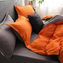 Jogo De Cama Solteiro 7 Peças Com Edredom Abóbora Com Ciza - 2