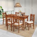 Ver imagem 1 de Conjunto Sala de Jantar Com 6 Cadeiras Madeira Maciça Mv Outlet Mel