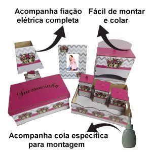 Kit Bebe Quarto Menina Coroa Decoração Berço Maternidade MDF