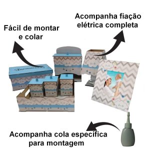 Kit Bebe Quarto Menino Nuvem Decoração Berço Maternidade Mdf