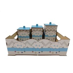 Kit Bebe Quarto Menino Nuvem Decoração Berço Maternidade Mdf - 3