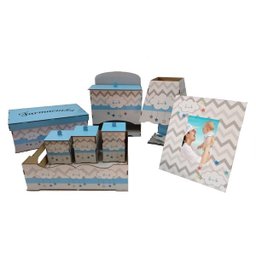 Kit Bebe Quarto Menino Nuvem Decoração Berço Maternidade Mdf - 2