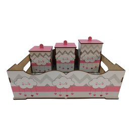 Kit Bebe Quarto Menina Decoração Nuvem Berço Adesivado Mdf - 3