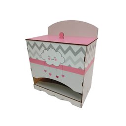 Kit Bebe Quarto Menina Decoração Nuvem Berço Adesivado Mdf - 6