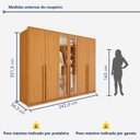 Ver imagem 3 de Guarda Roupa Casal 6 Portas Vidro Refleta e 6 Gavetas MDF com LED Imperiale Premium