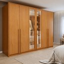 Ver imagem 1 de Guarda Roupa Casal 6 Portas Vidro Refleta e 6 Gavetas MDF com LED Imperiale Premium