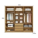 Ver imagem 3 de Guarda Roupa Casal 6 Portas 2,43m X 2,3m Vidro Fumê 100% Mdf Cor:carvalho Mel