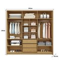 Ver imagem 3 de Guarda Roupa Casal 6 Portas 2,43m X 2,3m Vidro Fumê 100% Mdf Cor:carvalho Mel