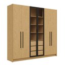 Ver imagem 2 de Guarda Roupa Casal 6 Portas 2,43m X 2,3m Vidro Fumê 100% Mdf Cor:carvalho Mel