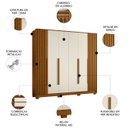 Ver imagem 3 de Guarda Roupa Casal 237cm 6 Portas Vinna A02 Off/cinamomo - Mpozenato