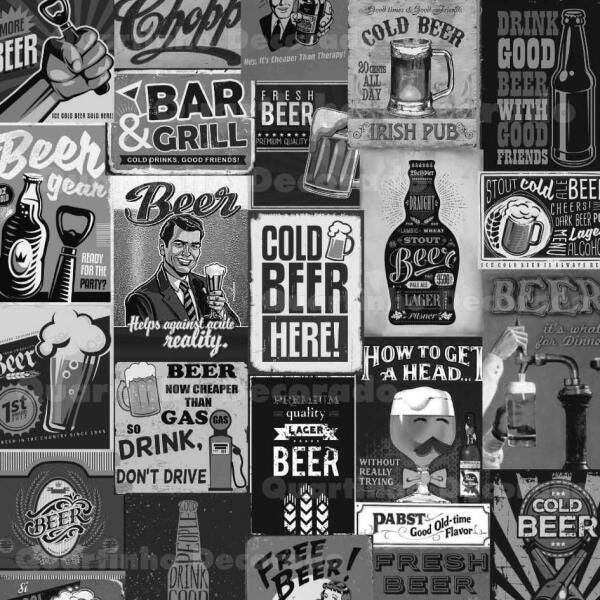 Papel De Parede Cerveja Bar Drink Retrô Bebidas Vintage A267 - 2