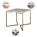 Ver imagem 3 de Jogo de Mesa Industrial Base Dourada Tampo Quadrado 90cm Branco com 4 Poltronas Estofadas Vermelho