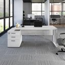 Ver imagem 1 de Mesa Diretor Escritório F5 3 Gavetas MDP 150cm Cinza F5 Office