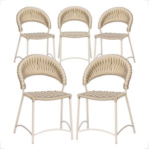 Cadeira de Jantar Milão Aluminio e Croche Náutico 5 Unidades - Rami