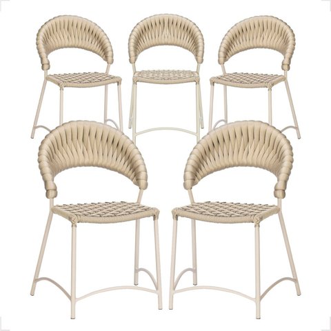Cadeira de Jantar Milão Aluminio e Croche Náutico 5 Unidades - Rami