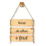 Placa Decorativa Estampa Madeira Hora de Olhar o Feed com Corda Sisal - 40x25cm - 2