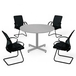 Mesa Redonda para 4 Lugares Centro Madeira Reunião - Cinza Cinza - 3