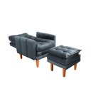 Ver imagem 3 de Poltrona para Leitura Reclinável com Puff Veludo Grafite Veneza Boutique Konforto