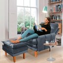 Ver imagem 1 de Poltrona para Leitura Reclinável com Puff Veludo Grafite Veneza Boutique Konforto