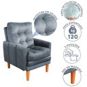 Ver imagem 2 de Poltrona para Leitura Reclinável com Puff Veludo Grafite Veneza Boutique Konforto