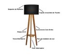 Ver imagem 7 de Luminária de Chão Tripé Celta com Cúpula Abajur Black/nature