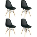Ver imagem 1 de Kit 4 Cadeiras Colmeia Furadinha Heloisa Eloá Charles Eames Eiffel Base Madeira - Preta