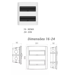 ILUMI QUADRO DE DISTRIBUIÇÃO P/16/24 POLOS COD: 62068 Quadro de Distribuição para Disjuntores 16 NEM - 3