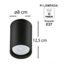 Ver imagem 3 de Kit 6 Spots de Sobrepor Zoom Pretos Luminária de Teto Redonda 8x12,5cm Bivolt 1 Lâmpada Par20