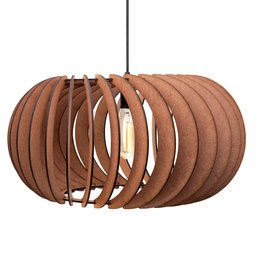 Kit 2 Pendente Mdf Poptem Elíptica Madeira Lustre 48cm Luminária Sala - 4