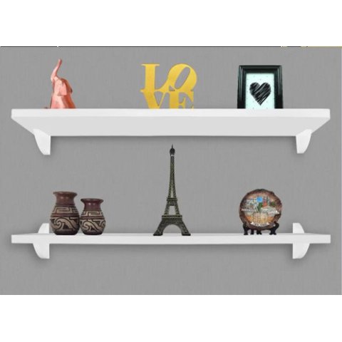 Kit Jogo 2 Prateleiras De Livro De Parede Mdf/Mdp Branco 60 x 20 - GRUMOBILE