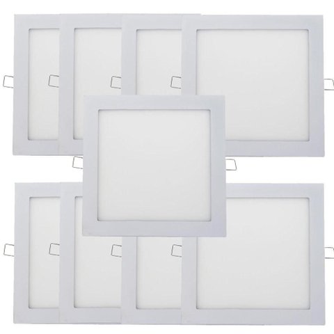 Kit 9 Plafon Painel LED Luminária Downlight 18W Embutir