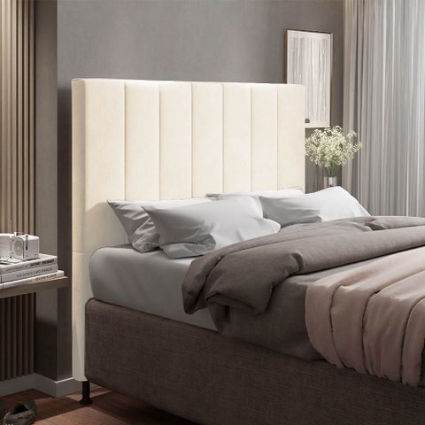 Cabeceira Casal Queen Cama Box 160cm para Quarto Malibu Linho Bege M11 - D'rossi