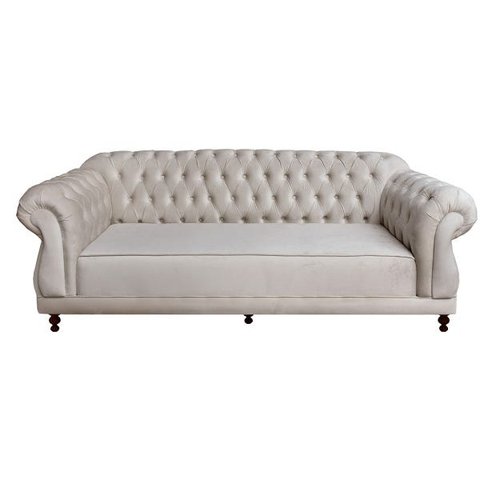 Sofá Chesterfield Elisabeth 3 Lugares Suede Nude