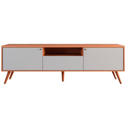 Rack Bancada para Tv de até 70" 1 Porta 2 Gavetas Rivire 1.8 Jequitiba/off White
