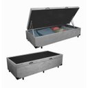 Ver imagem 1 de Cama Báu Box Base Solteiro Suede Cinza Blindado com Pistão a Gás.