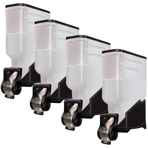 4 Módulos Dispenser Avulso 35 Litros ou 15 Kilos Armazenamento Ração Grãos Cereais Preto Silo Pet