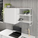 Ver imagem 1 de Armário Aéreo com Nicho 2 Portas 4 Prateleiras MDP Branco F5 Office